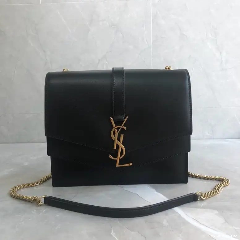 Tony Luxuries LEATHER CHAIN SULPICE BAG MEDIUM IN BURGUNDY YSL 0531